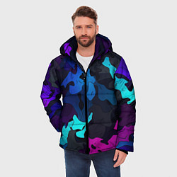 Куртка зимняя мужская Абстрактный камуфляж в кислотных абстрактных пятна, цвет: 3D-светло-серый — фото 2