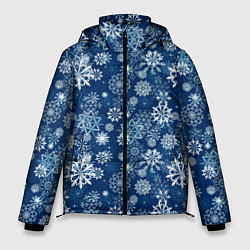 Мужская зимняя куртка Snowflakes on a blue background
