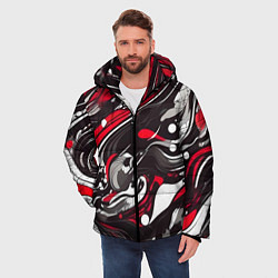 Куртка зимняя мужская Красно-белые волны, цвет: 3D-светло-серый — фото 2