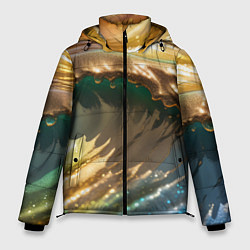 Куртка зимняя мужская Перламутровые блестящие волны радужных цветов, цвет: 3D-светло-серый