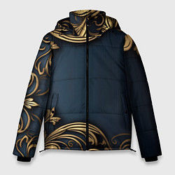 Куртка зимняя мужская Лепнина объемные золотые узоры на ткани, цвет: 3D-черный