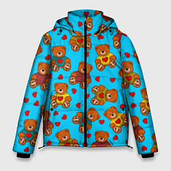Куртка зимняя мужская Мишки в цветных свитерах и сердечки, цвет: 3D-светло-серый