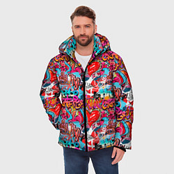 Куртка зимняя мужская Hip Hop Graffiti, цвет: 3D-красный — фото 2