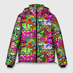 Куртка зимняя мужская Hip Hop Graffiti, цвет: 3D-черный