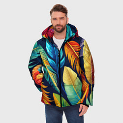 Куртка зимняя мужская Пёстрые пёрышки попугаев, цвет: 3D-светло-серый — фото 2