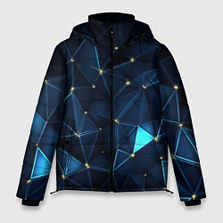 Мужская зимняя куртка Синие осколки из мелких абстрактных частиц калейдо