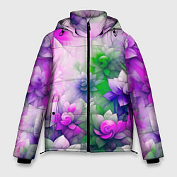 Куртка зимняя мужская Паттерн цветов, цвет: 3D-светло-серый