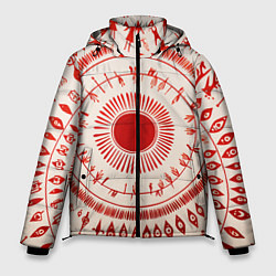 Куртка зимняя мужская Наивная абстракция круг, цвет: 3D-красный