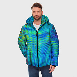 Куртка зимняя мужская Синусоидные волны из квадратиков, цвет: 3D-красный — фото 2