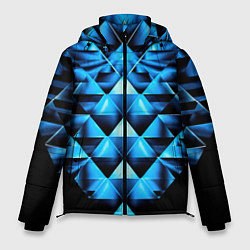 Куртка зимняя мужская Синие абстрактные ромбики, цвет: 3D-светло-серый