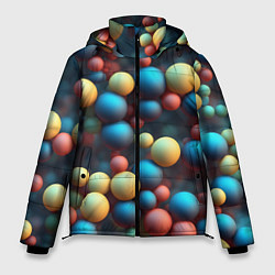 Куртка зимняя мужская Разноцветные шарики молекул, цвет: 3D-светло-серый