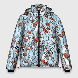 Куртка зимняя мужская Стадо гусей серо-голубых, цвет: 3D-светло-серый