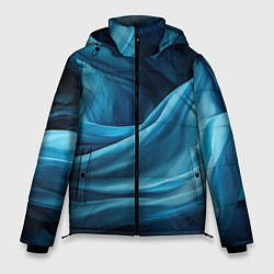 Мужская зимняя куртка Синяя абстрактная волнистая ткань