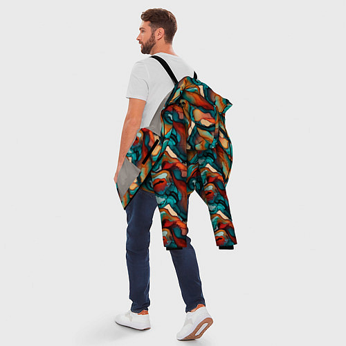 Мужская зимняя куртка Абстрактная картинка с цветными волнами / 3D-Светло-серый – фото 5