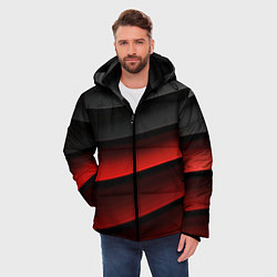 Куртка зимняя мужская Черно-красный объемный градиент, цвет: 3D-черный — фото 2