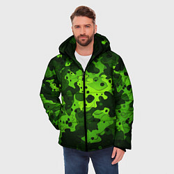 Куртка зимняя мужская Яркий неоновый зеленый камуфляж, цвет: 3D-красный — фото 2