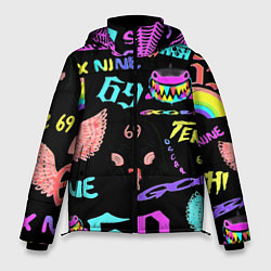 Куртка зимняя мужская 6ix9ine logo rap bend, цвет: 3D-черный