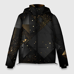 Мужская зимняя куртка Золотые ромбы на черной абстракции