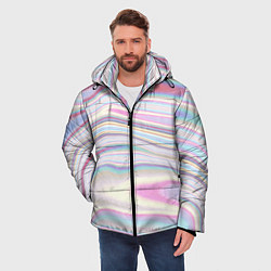 Куртка зимняя мужская Мрамор узор розово-голубой, цвет: 3D-светло-серый — фото 2