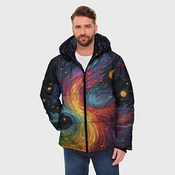 Куртка зимняя мужская Звездный вихрь абстрактная живопись, цвет: 3D-светло-серый — фото 2