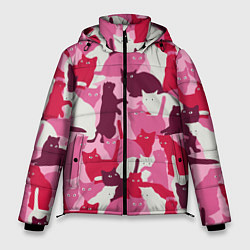 Куртка зимняя мужская Розовый кошачий камуфляж, цвет: 3D-красный