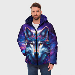 Куртка зимняя мужская Волк и звезды, цвет: 3D-черный — фото 2