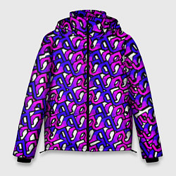 Куртка зимняя мужская Фиолетовый узор и чёрная обводка, цвет: 3D-светло-серый