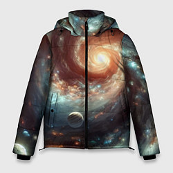 Мужская зимняя куртка Далёкая неоновая галактика - нейросеть