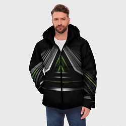 Куртка зимняя мужская Black green abstract nvidia style, цвет: 3D-черный — фото 2