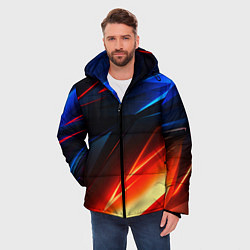 Куртка зимняя мужская Geometry stripes neon steel, цвет: 3D-красный — фото 2