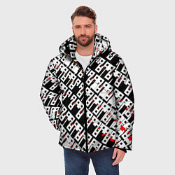Куртка зимняя мужская Абстрактный узор на чёрном фоне, цвет: 3D-светло-серый — фото 2