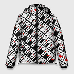 Куртка зимняя мужская Абстрактный узор на чёрном фоне, цвет: 3D-красный