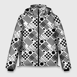 Мужская зимняя куртка Современный черно белый геометрический узор