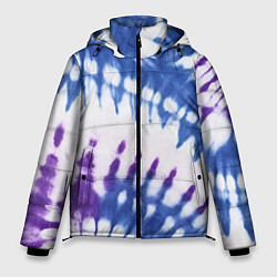 Куртка зимняя мужская Сине-фиолетовый узор тай дай, цвет: 3D-черный