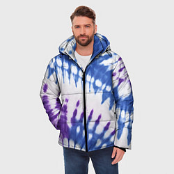 Куртка зимняя мужская Сине-фиолетовый узор тай дай, цвет: 3D-красный — фото 2