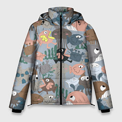 Куртка зимняя мужская Милый мультфильм о морских животных, цвет: 3D-светло-серый