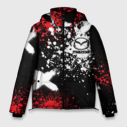 Куртка зимняя мужская Мазда на фоне граффити и брызг красок, цвет: 3D-красный