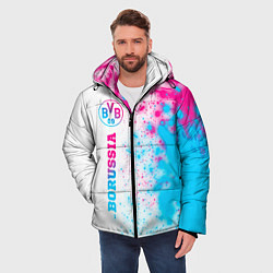 Куртка зимняя мужская Borussia neon gradient style по-вертикали, цвет: 3D-черный — фото 2