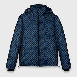 Мужская зимняя куртка Паттерн чёрно-синий мелкая клетка