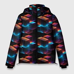 Мужская зимняя куртка Разноцветные неоновые кубы
