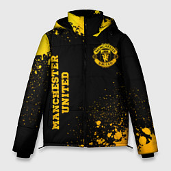 Куртка зимняя мужская Manchester United - gold gradient вертикально, цвет: 3D-черный