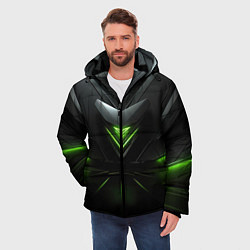 Куртка зимняя мужская Яркая зеленая абстрактная конструкция в стиле nvid, цвет: 3D-красный — фото 2