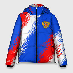 Мужская зимняя куртка Триколор штрихи с гербор РФ