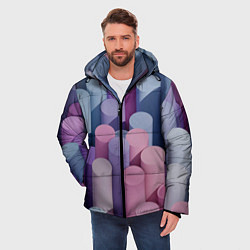 Куртка зимняя мужская Цветные цилиндры, цвет: 3D-светло-серый — фото 2