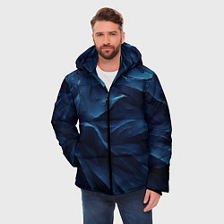 Куртка зимняя мужская Синие глубокие абстрактные волны, цвет: 3D-черный — фото 2