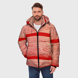 Куртка зимняя мужская В красную полосочку, цвет: 3D-красный — фото 2