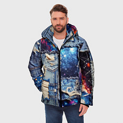 Куртка зимняя мужская Звездный небосвод - пэчворк, цвет: 3D-красный — фото 2