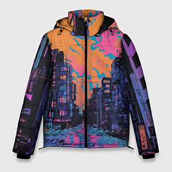 Куртка зимняя мужская Киберпанк город в стиле комиксов, цвет: 3D-светло-серый