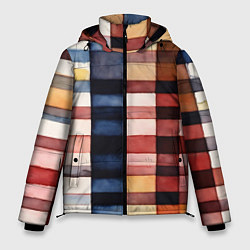 Куртка зимняя мужская Акварельная клетка, цвет: 3D-светло-серый