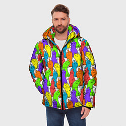 Куртка зимняя мужская Весёлые цветные презервативы, цвет: 3D-черный — фото 2